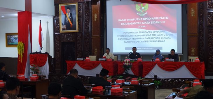 Dua Raperda Dibahas Dalam Rapat Paripurna DRPD Karanganyar