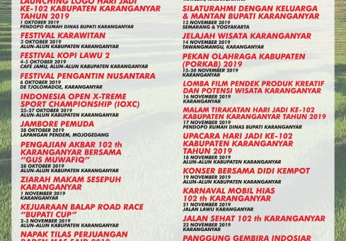 Agenda Kegiatan Peringatan Hari Jadi Ke-102 Kabupaten Karanganyar Tahun 2019