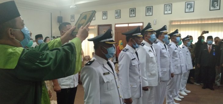 Pelantikan Kades Terpilih, Bupati Pesan Dana Desa dialokasikan untuk Pembelian Disinfektan