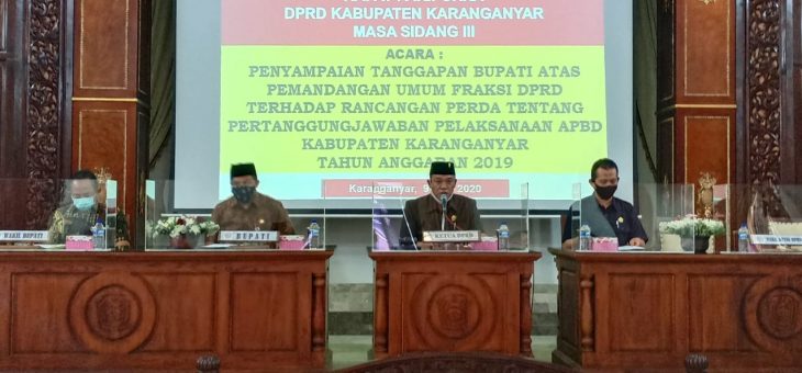 Rapat Paripurna DPRD, Raperda Pertanggungjawaban Pelaksanaan APBD Kabupaten Karanganyar TA 2019