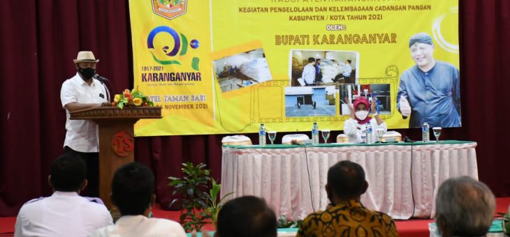 Pembinaan  Pengurus Lumbung Pangan Masyarakat desa Kabupaten Karanganyar, Bupati minta Petani dapat Menjaga Kondisi Lumbung Padi Supaya Tetap Baik di Musim Penghujan